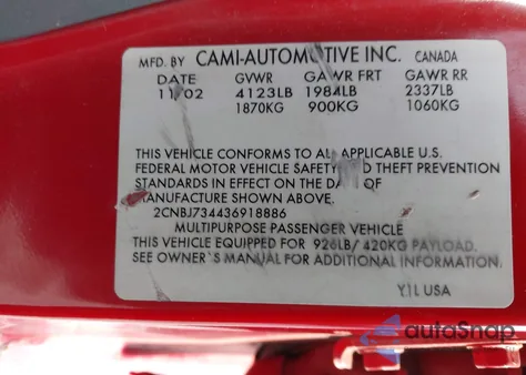 2003 Chevrolet Tracker Hard Top Zr2 z USA, uszkodzony, nr VIN 2CNBJ734436918886